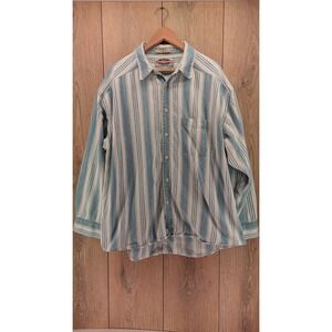 Vintage Sonoma Jean Company Striped‎ Denim Shirt Blue White XXL